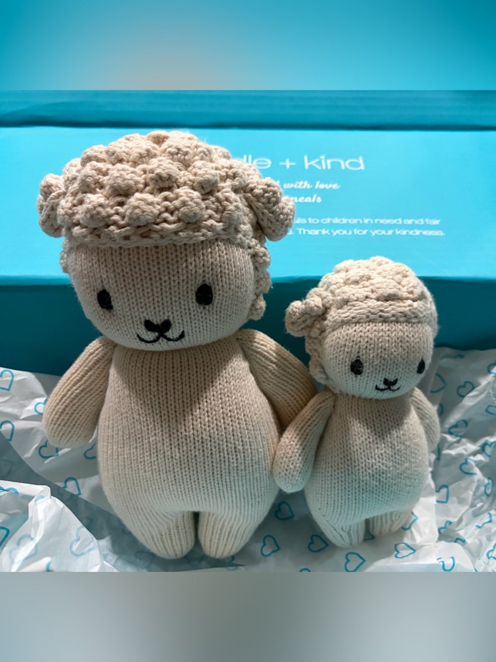 Plush Knit Lamb Duo - Cream Stuffed Animals